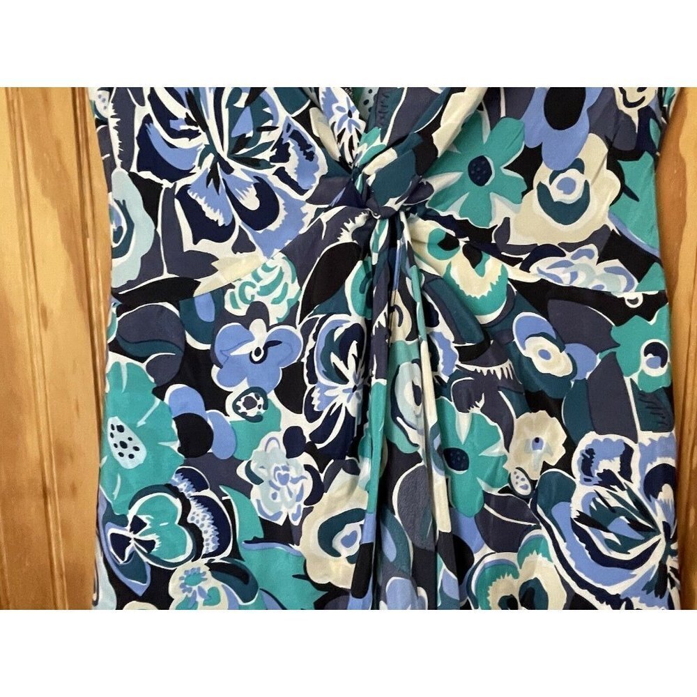Nanette Lepore Womens Green & Blue Floral‎ Embroidered Sleeveless Dress 0 SILK - Picture 4 of 9